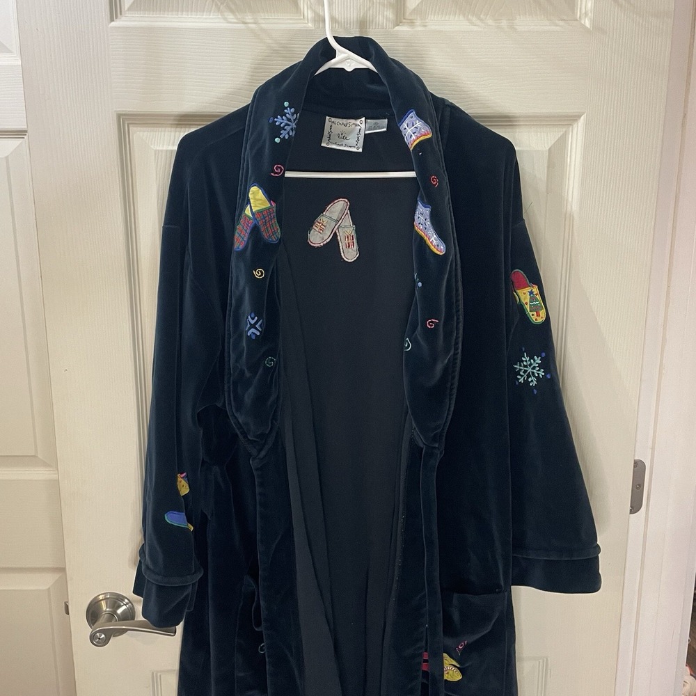 Michael Simon Lite Christmas Robe Women's Size S Snowflake‎ Mittens - Picture 2 of 10